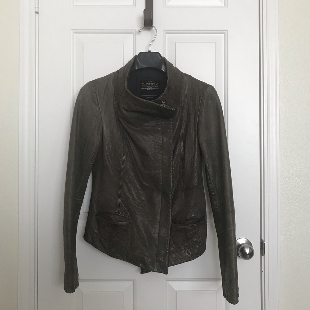 All Saints Legacy Brown Leather Jacket US 8